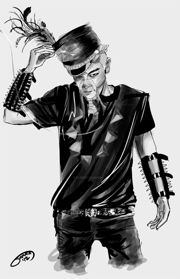 10s, 1boy, 2012, belt, bigbang, hand_on_headwear, hat, jewelry