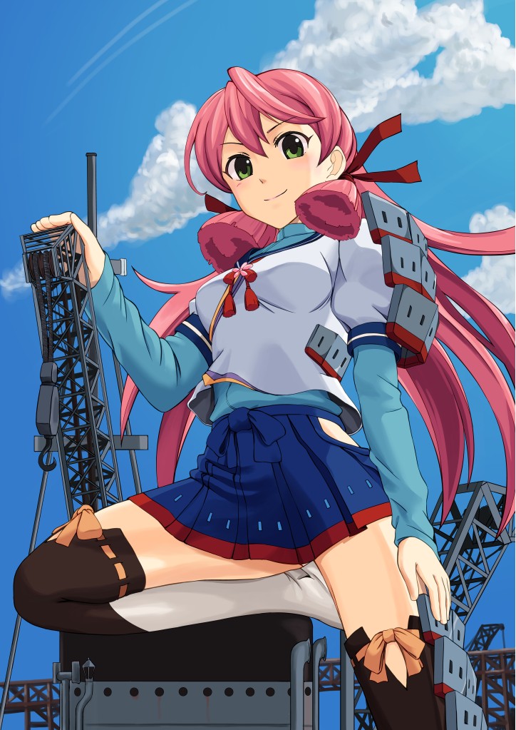 10s, 1girl, akashi_(kancolle), clothing_cutout, female_focus, green_eyes, hair_ribbon, hip_vent