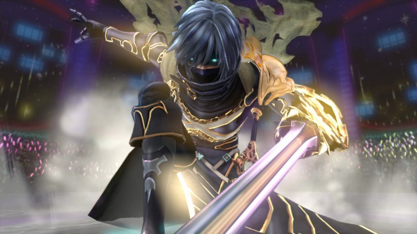 1boy, 3d, armor, atlus, blue_eyes, blue_hair, cape, game_console