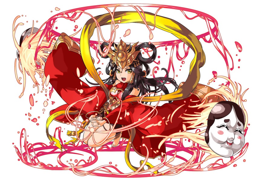 >:d, 1girl, :d, ame_no_uzume_(p&amp;d), anklet, bad_id, bad_pixiv_id, bangle