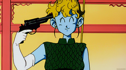 1boy, 3girls, animated, animated_gif, anime_screenshot, black_hair, blonde_hair, blood