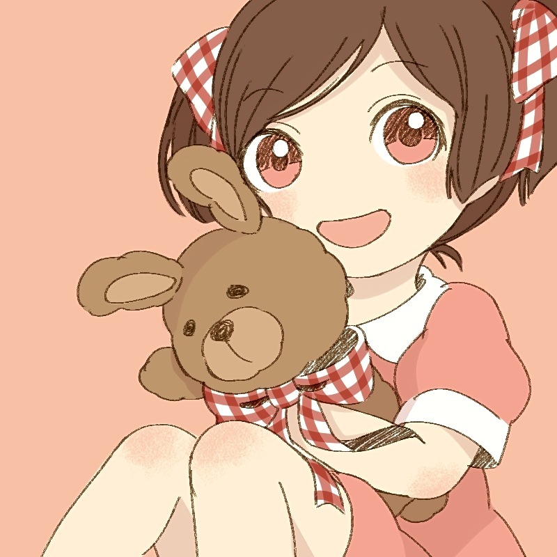 1girl, bad_id, bad_pixiv_id, blush, bow, brown_eyes, brown_hair, cotoco_(kuuuman)