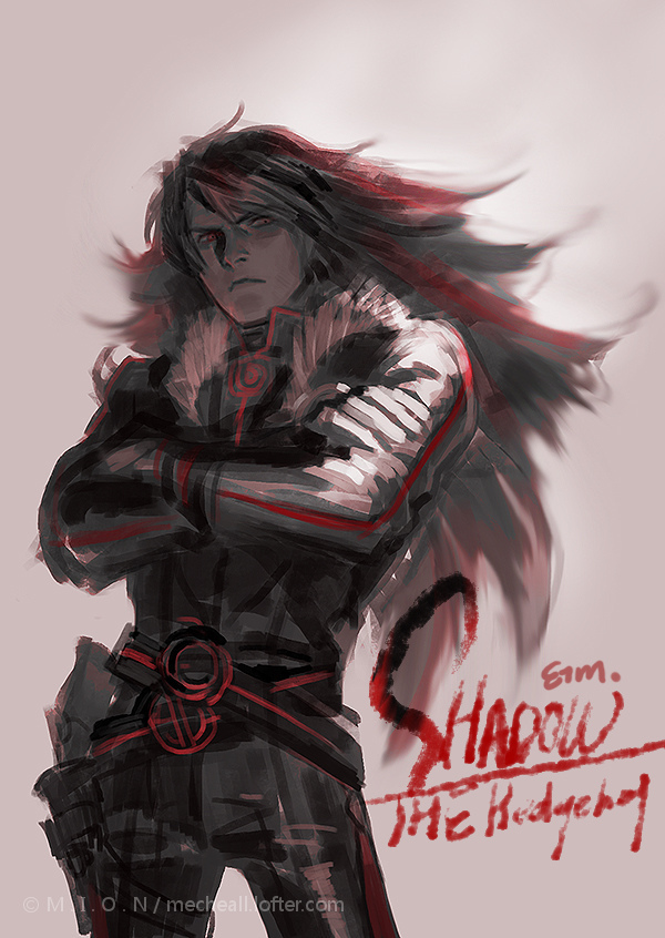 1boy, et.m, humanization, long_hair, male_focus, personification, shadow_the_hedgehog, solo