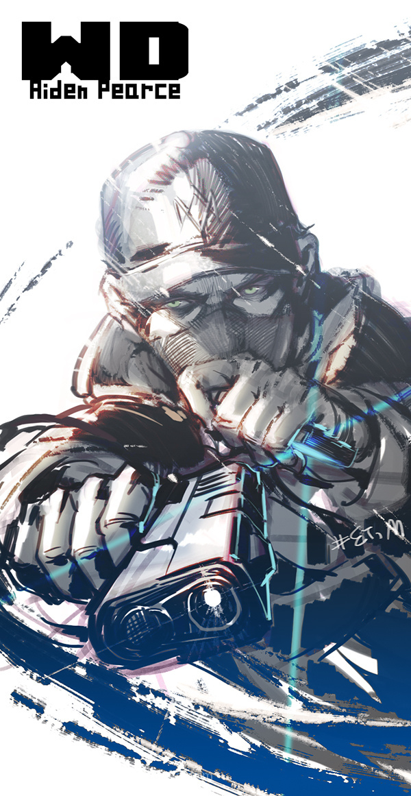 1boy, aiden_pearce, et.m, gun, hat, male_focus, solo, watch_dogs