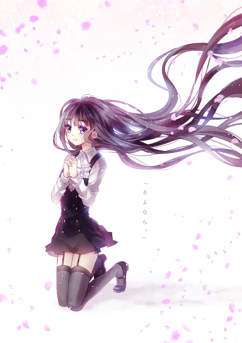 10s, 1girl, absurdly_long_hair, black_hair, black_thighhighs, fujiwara_cocoa_(mangaka), garter_straps, inu_x_boku_ss
