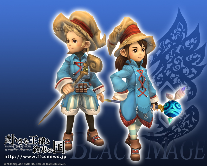 1boy, 1girl, alternate_costume, black_mage_(final_fantasy), clavat, cosplay, cowlick_clavat, final_fantasy