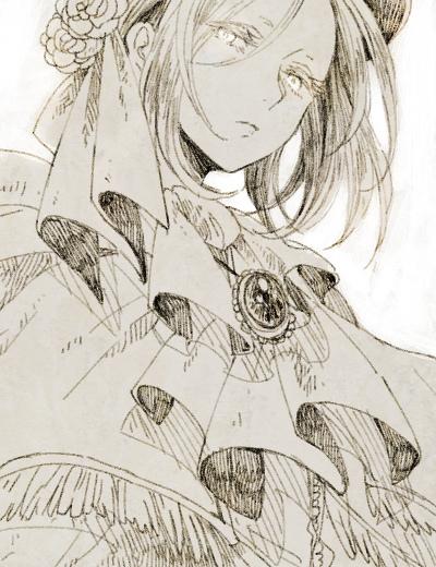 1girl, bad_id, bad_twitter_id, bloodborne, bonnet, cloak, female_focus, flower