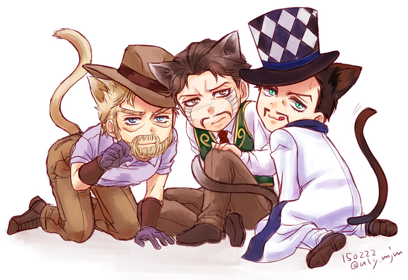 3boys, animal_ears, bad_id, bad_pixiv_id, cat_ears, cat_tail, chibi, daniel_j._d'arby