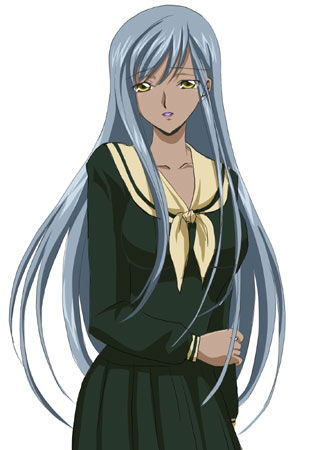 1girl, code_geass, cosplay, dark-skinned_female, dark_skin, female_focus, lowres, maria-sama_ga_miteru