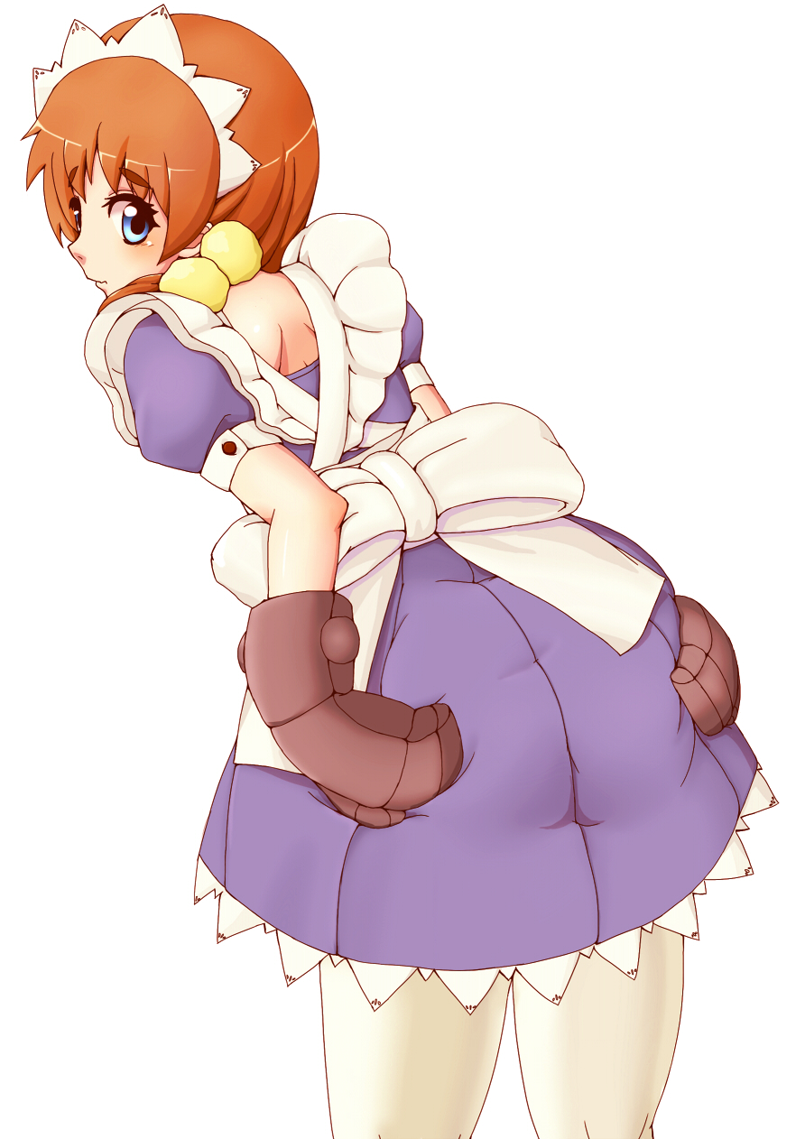 1girl, aq_interactive, arcana_heart, ass, atlus, back, blue_eyes, blush