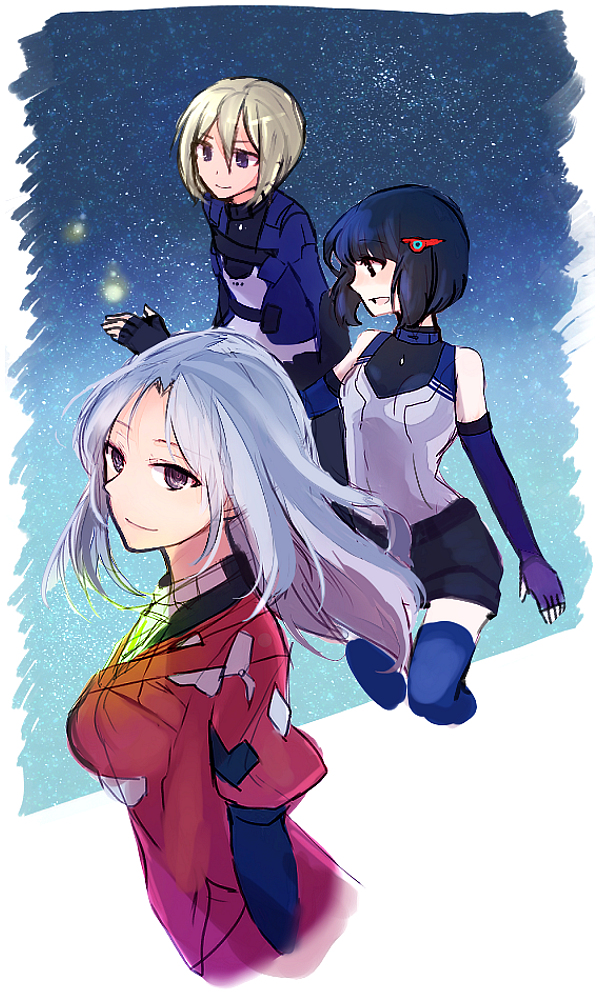 3girls, armor, black_hair, blonde_hair, breasts, elma_(xenoblade_x), irina_akulov, lin_lee_koo