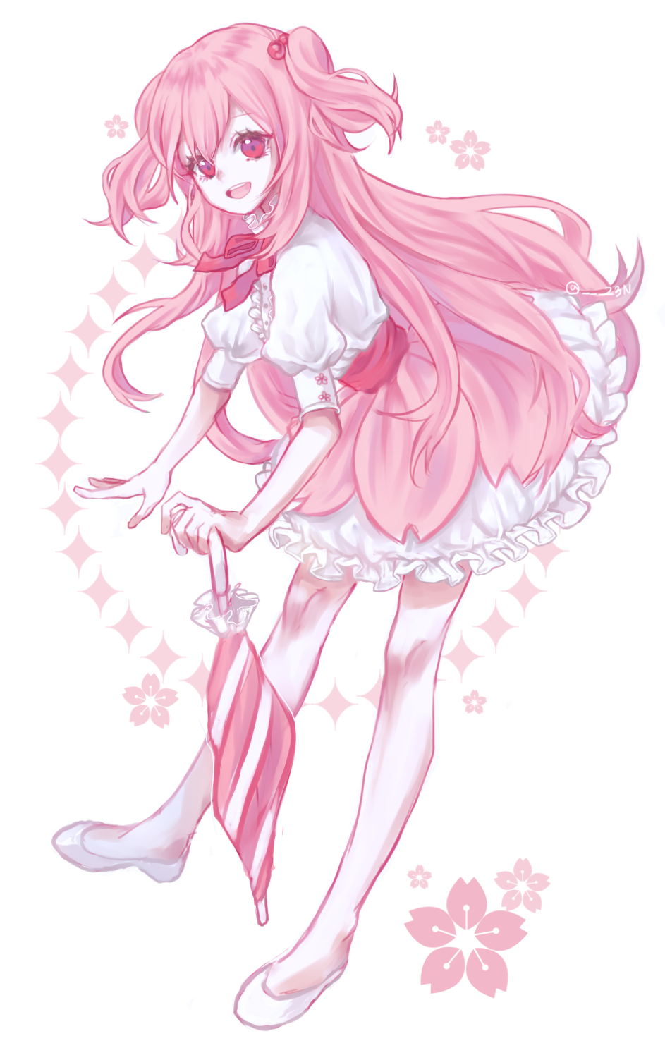 1girl, bad_id, bad_pixiv_id, cherry_blossom_cookie, cherry_blossoms, closed_umbrella, cookie_run, female_focus