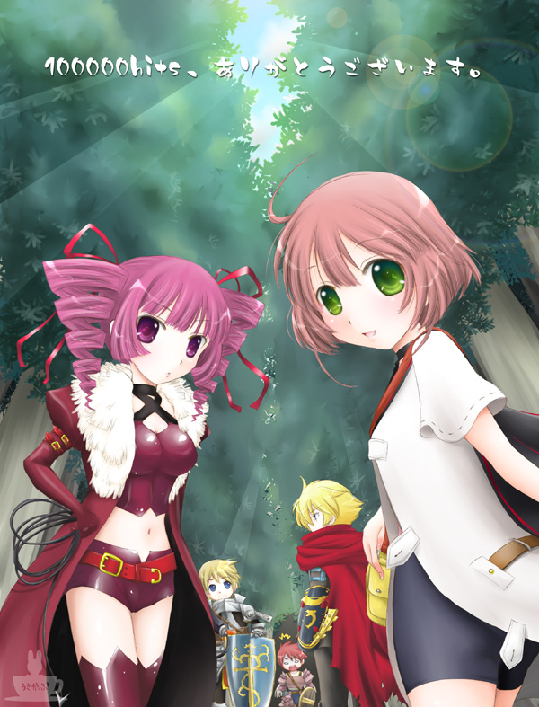 2girls, 3boys, alchemist_(sekaiju), alchemist_3_(sekaiju), atlus, blush, brown_hair, dark_hunter