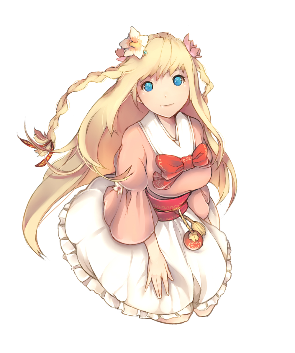 1girl, bad_id, bad_pixiv_id, blonde_hair, braid, breasts, character_request, female_focus