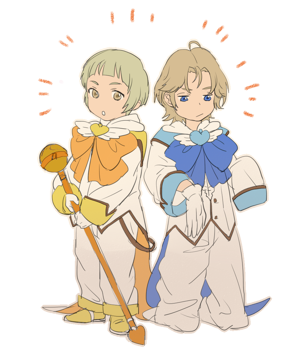 10s, 2boys, age_regression, binan_koukou_chikyuu_bouei-bu_love!, blue_eyes, bow, brown_eyes, brown_hair