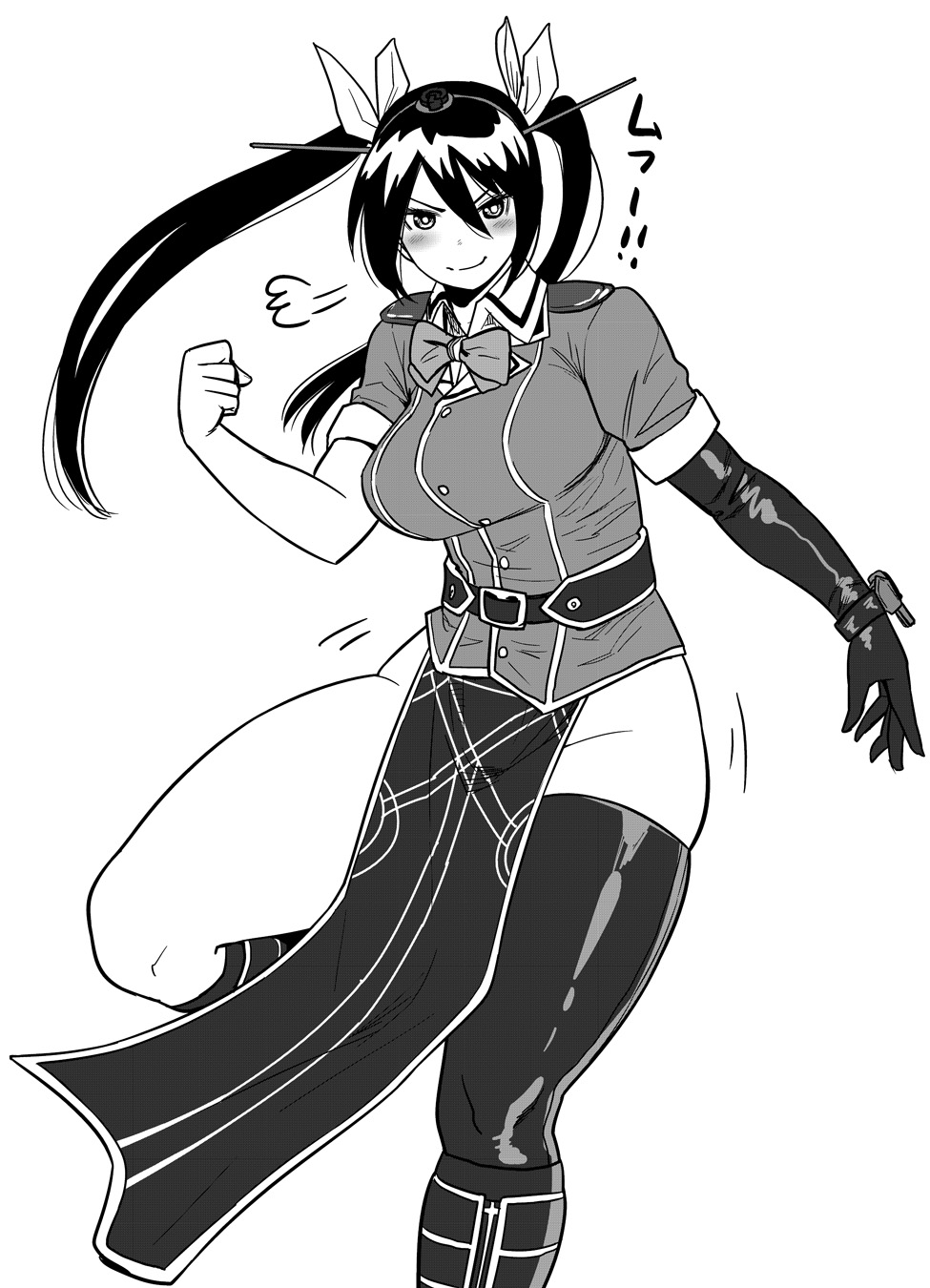 1girl, bad_id, bad_pixiv_id, blush, clenched_hand, cosplay, female_focus, gloves