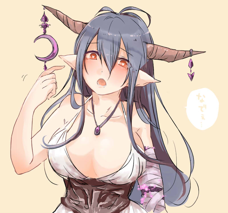 10s, 1girl, antenna_hair, bandages, blue_hair, blush, breasts, cleavage