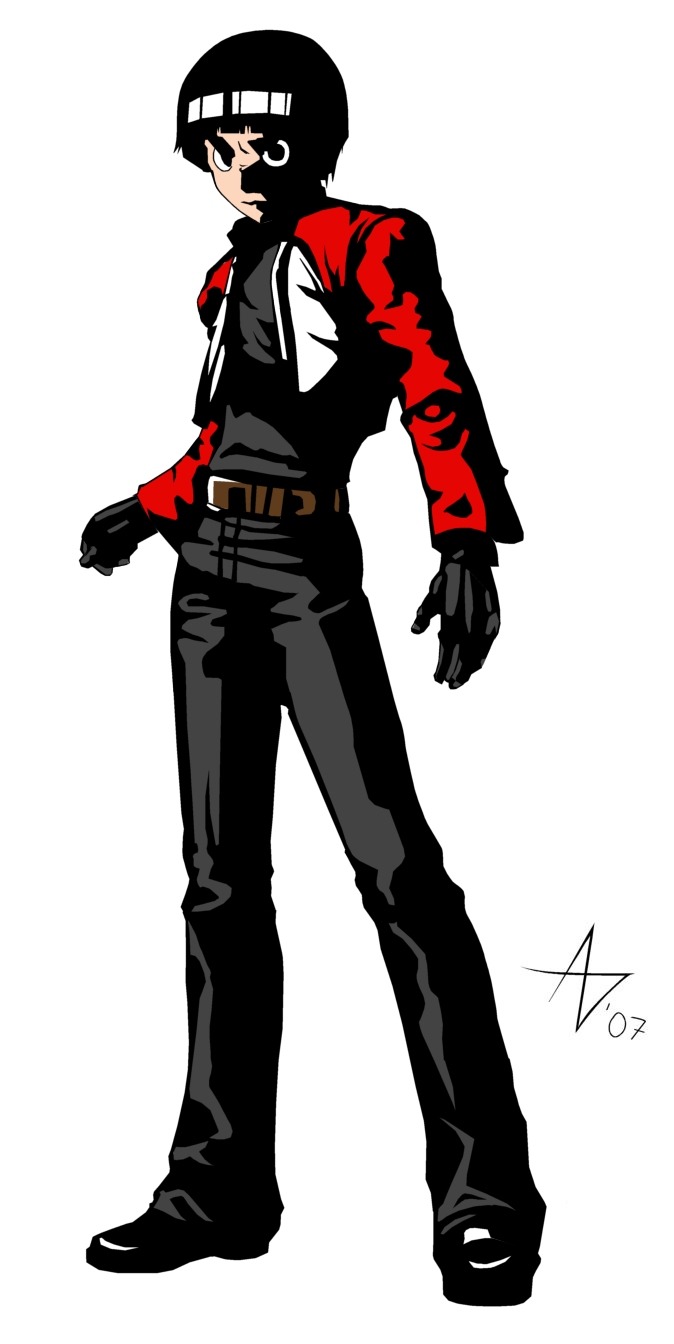 1boy, artist_request, cosplay, crossover, fatal_fury, garou:_mark_of_the_wolves, highres, male_focus, name_connection, naruto_(classic), naruto_(series), parody, rock_howard, rock_howard_(cosplay), rock_lee, snk, solo, the_king_of_fighters