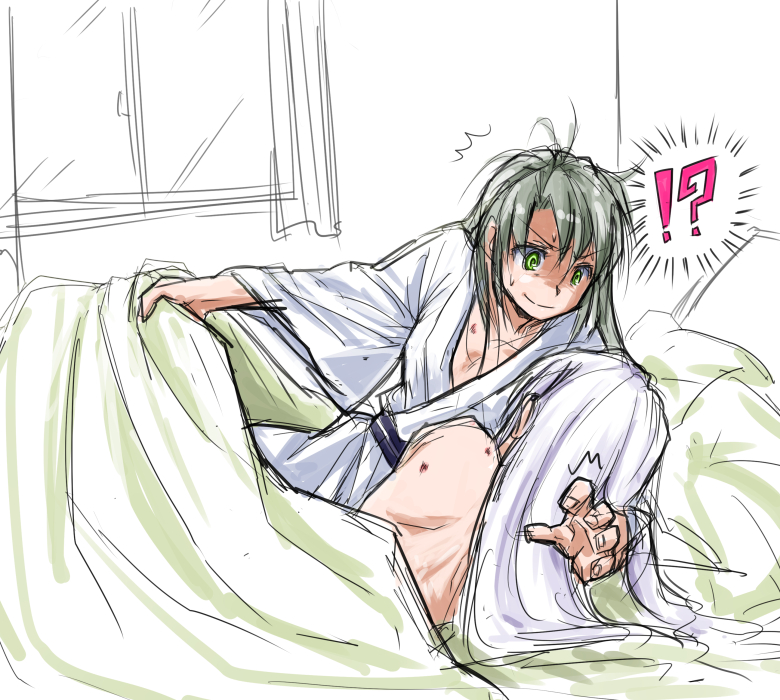 !?, 10s, 2girls, arm_pillow, gmgt_(gggggg3), green_eyes, hickey, kantai_collection