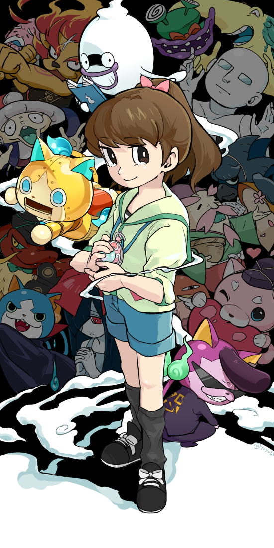 10s, 1girl, ameonna_(youkai_watch), aqua_sclera, bad_id, bad_pixiv_id, bakurobaa, bald