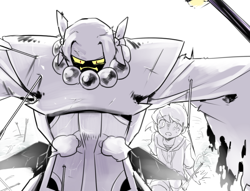 10s, 1girl, arrow_(projectile), bad_id, bad_pixiv_id, benkei_(youkai_watch), colored_sclera, injury