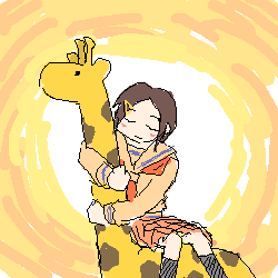1girl, female_focus, giraffe, kou1, love_roma, lowres, negishi_yumiko, oekaki, solo