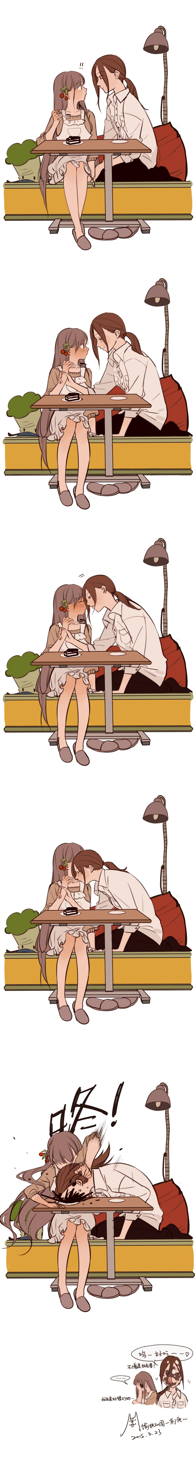 !, !!, 2girls, absurdres, blush, comic, highres, long_image