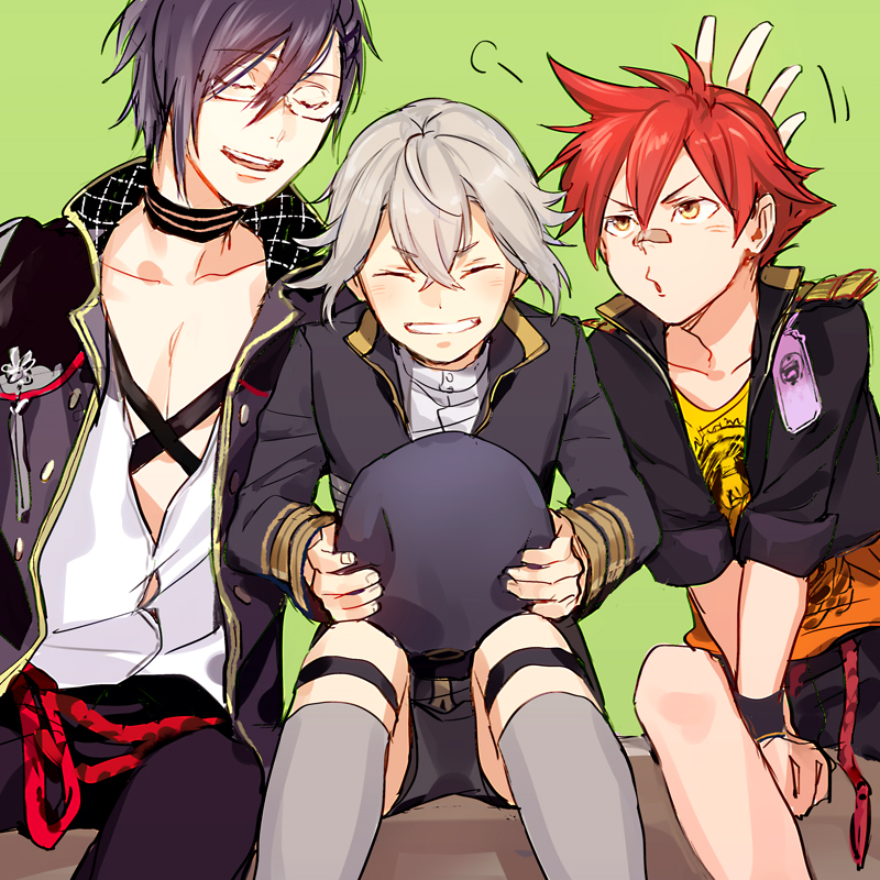 10s, 3boys, ^_^, aizen_kunitoshi, akashi_kuniyuki, bad_id, bad_pixiv_id, bandaid