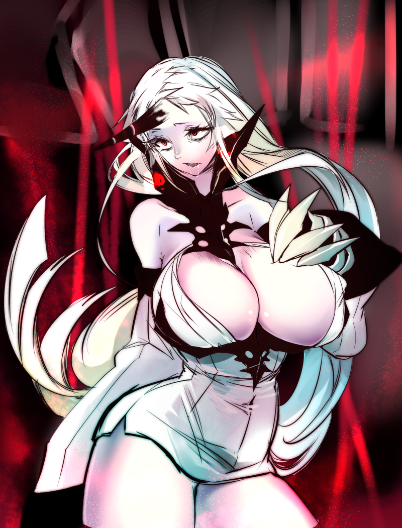 10s, 1girl, abyssal_ship, bad_id, bad_twitter_id, bare_shoulders, breasts, claws