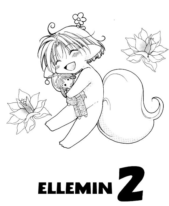 1boy, rabbit, character_name, child, elle_to_takara, ellemin, greyscale, male_focus, mizuno_tooko, mizuno_touko_(gekkyuugi), monochrome, non-web_source, pet_play, solo, toy, wolf