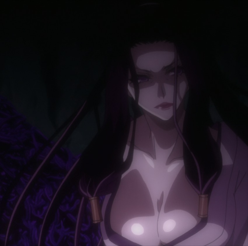 1girl, black_hair, brave_10, breasts, corset, female_focus, kaiyo_(brave_10), large_breasts