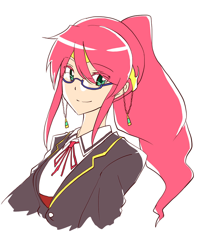 1girl, glasses, long_hair, meteoride, ponytail, pyrrha_nikos, red_hair, rwby