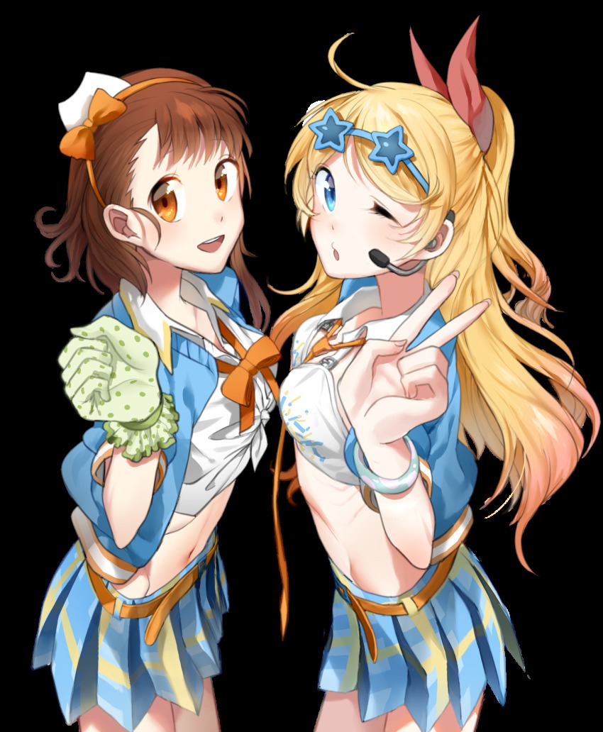 10s, 2girls, ;o, bad_id, bad_pixiv_id, blonde_hair, blue_eyes, bracelet