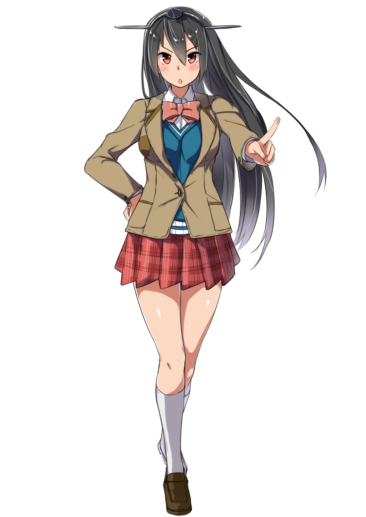 1girl, bad_id, bad_pixiv_id, black_hair, blazer, breasts, cosplay, female_focus