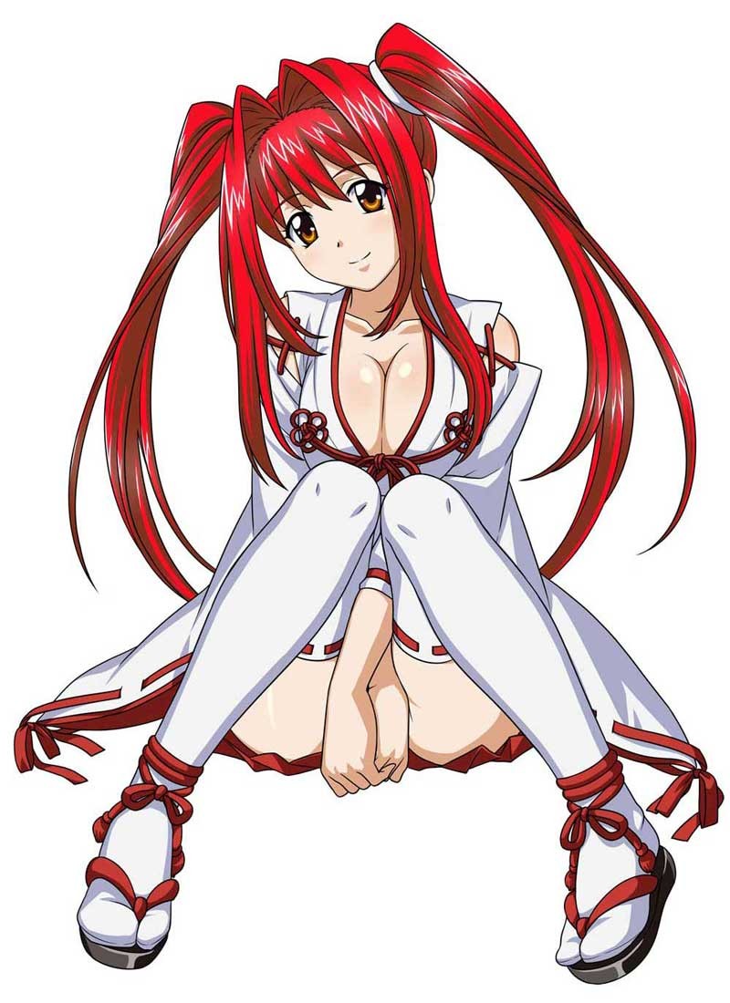 00s, 1girl, female_focus, hair_ornament, ikkitousen, kanpei, long_twintails, red_hair
