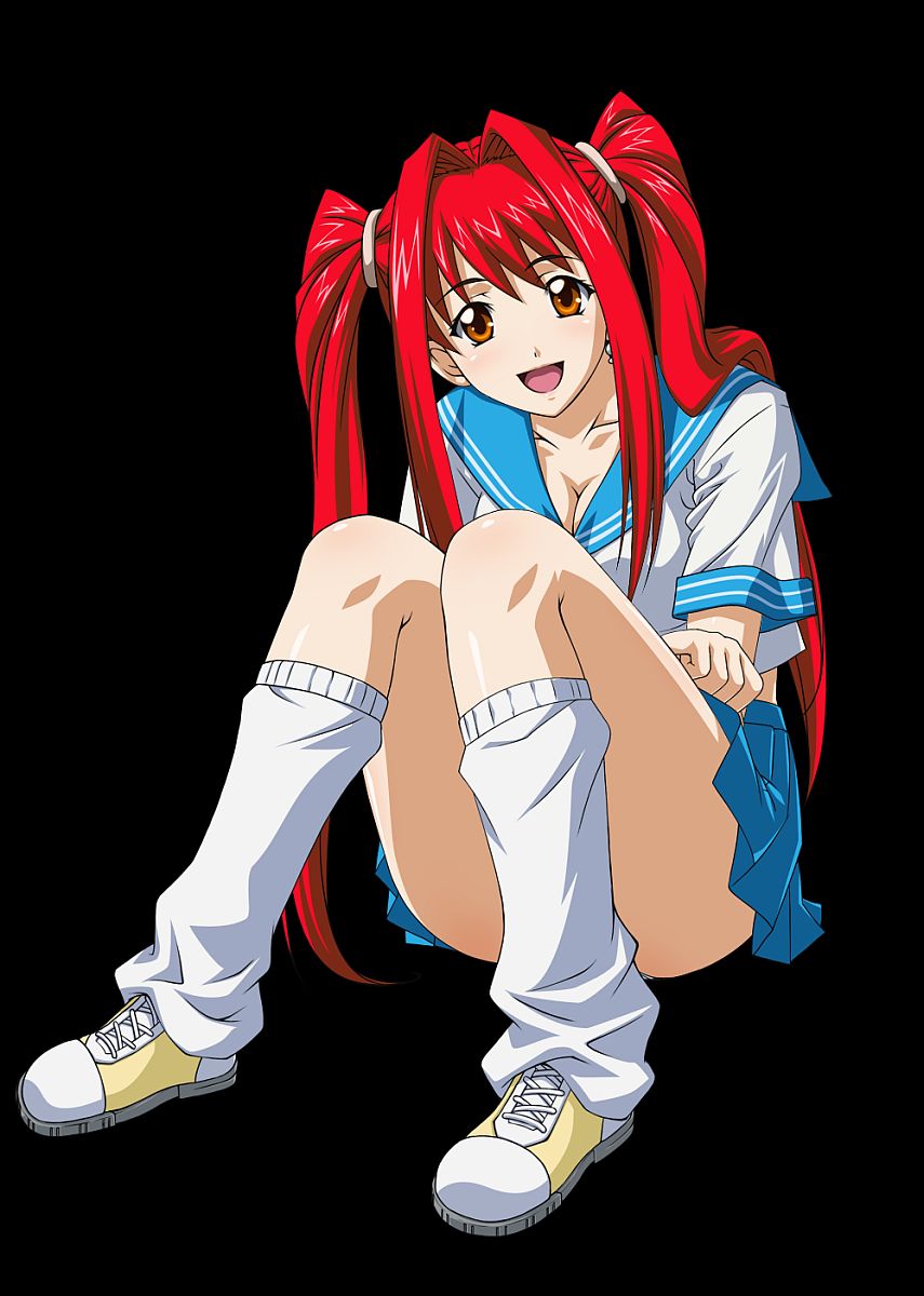 00s, 1girl, female_focus, hair_ornament, highres, ikkitousen, kanpei, red_hair