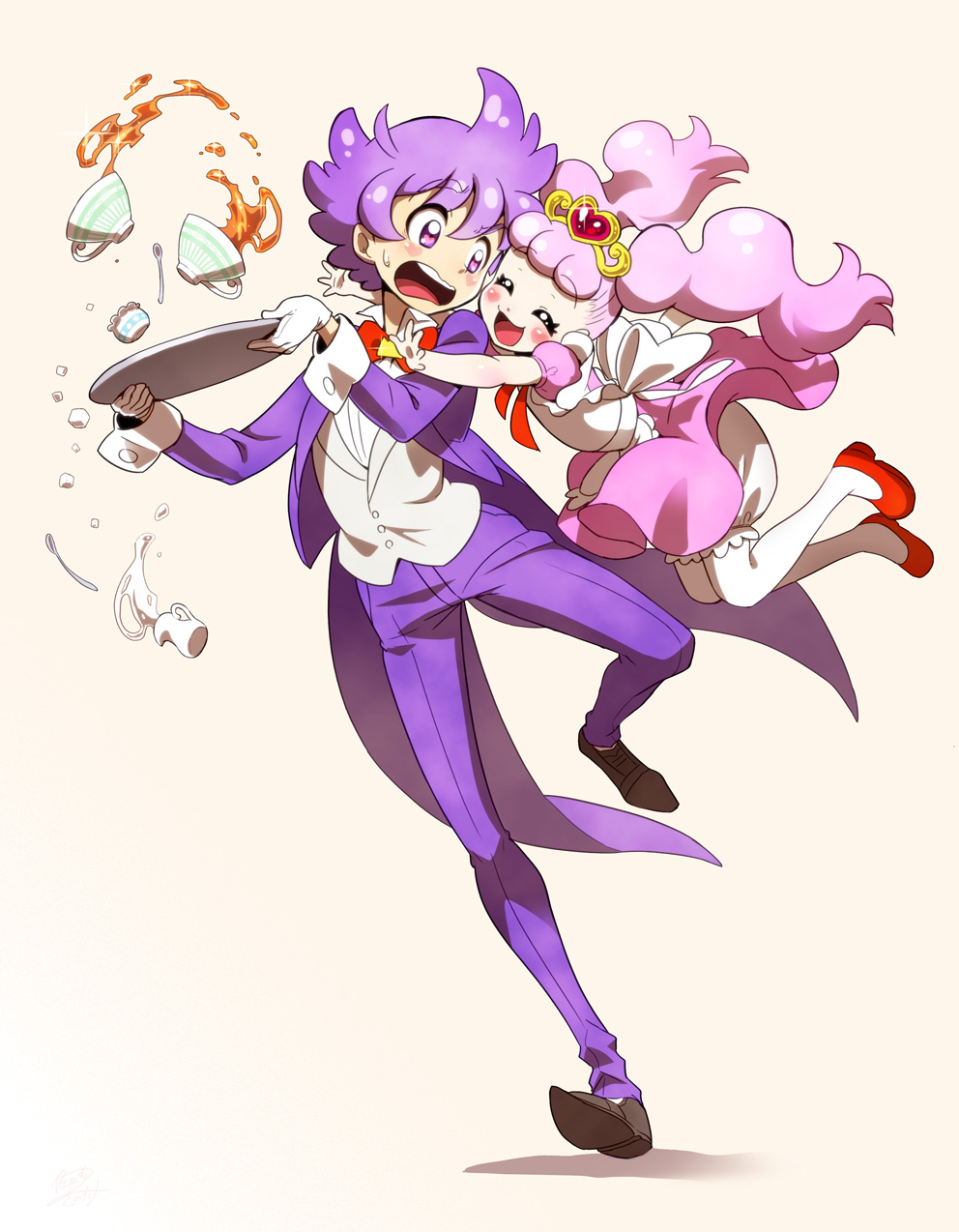 1boy, 1girl, aroma_(precure), aroma_(precure)_(human), bad_id, bad_pixiv_id, bloomers, brother_and_sister