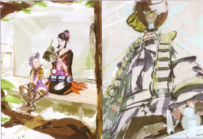 00s, 2boys, 2girls, armor, bandolier, belt, hammer, helmet