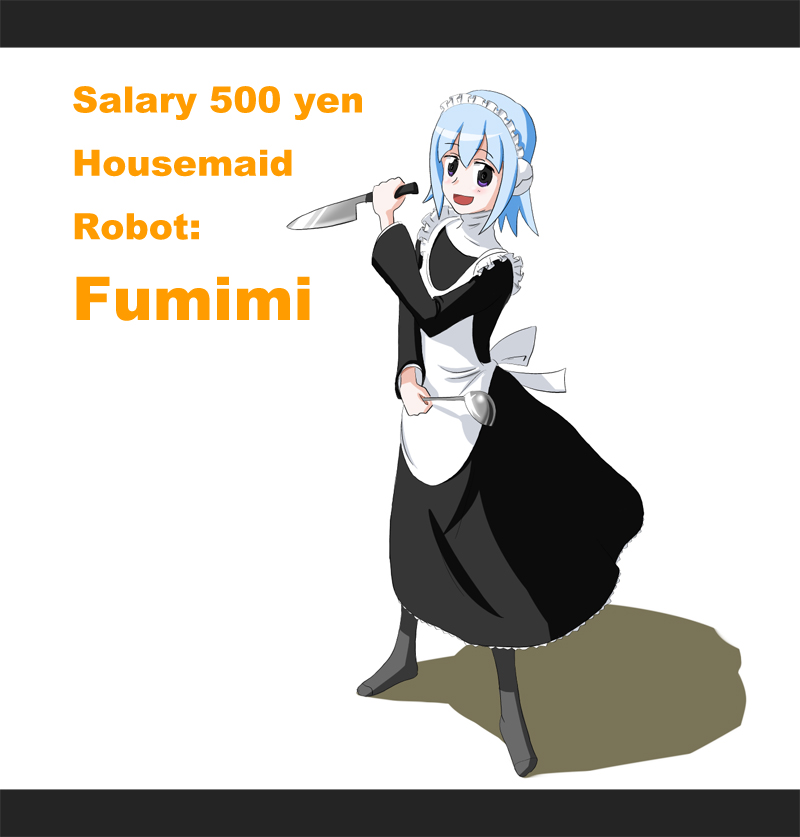 3ldkm, black_pantyhose, character_name, english_text, full_body, fumimi, hikai, kitchen_knife