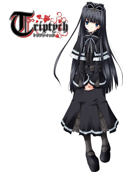 1girl, black_hair, blue_eyes, dress, female_focus, goth_fashion, gothic_lolita, lolita_fashion