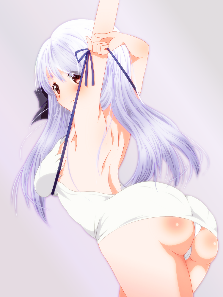 1girl, ass, bare_back, blue_hair, blush, breasts, cosplay, dungeon_ni_deai_wo_motomeru_no_wa_machigatteiru_darou_ka