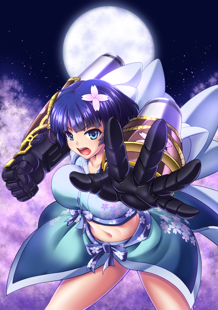 10s, 1girl, blue_eyes, blue_hair, breasts, clenched_hand, female_focus, fighting_stance