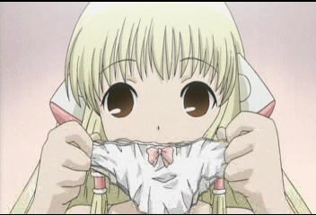 00s, 1girl, animated, animated_gif, anime_screenshot, blonde_hair, bow, bow_panties, brown_eyes, chii, chobits, close-up, expressionless, facing_viewer, female_focus, holding, holding_panties, holding_underwear, holding_unworn_clothes, looking_at_viewer, lowres, panties, persocom, persocom_(chobits), pink_background, pink_bow, simple_background, solo, tareme, underwear, unworn_clothes, unworn_panties, unworn_underwear, white_panties