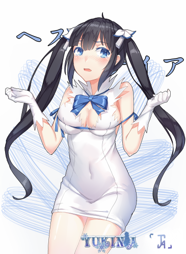 10s, 1girl, black_hair, blue_eyes, breasts, canzhajiang, cleavage, dress