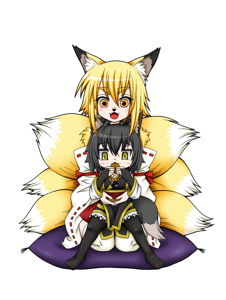 10s, 2girls, ahoge, animal_ears, aoba_kino, bad_id, bad_pixiv_id, black_hair