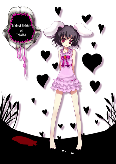 1girl, barefoot, bra, female_focus, inaba_tewi, panties, pfaltz, pfalz