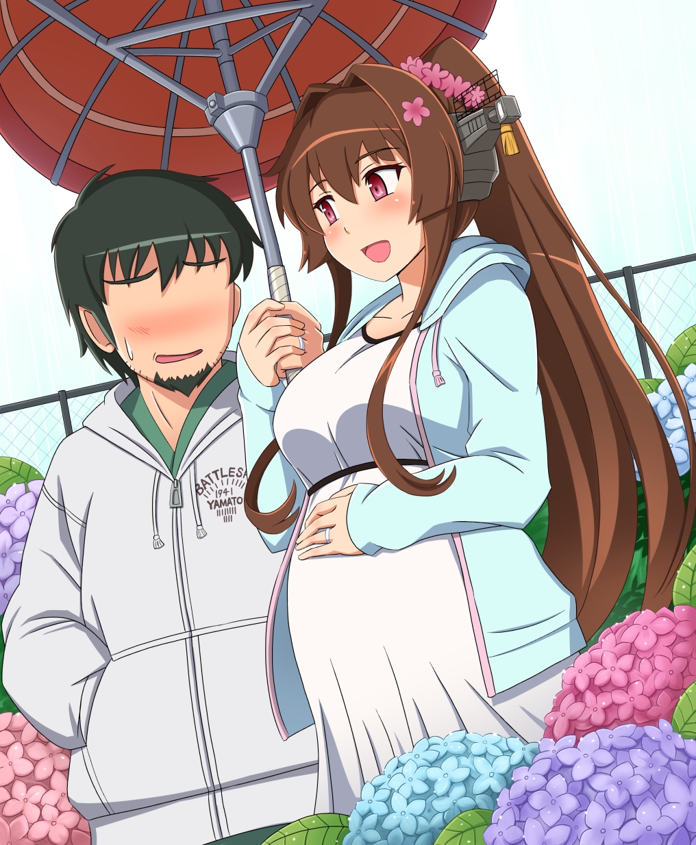 10s, 1boy, 1girl, artist_self-insert, bad_id, bad_pixiv_id, blush, brown_hair