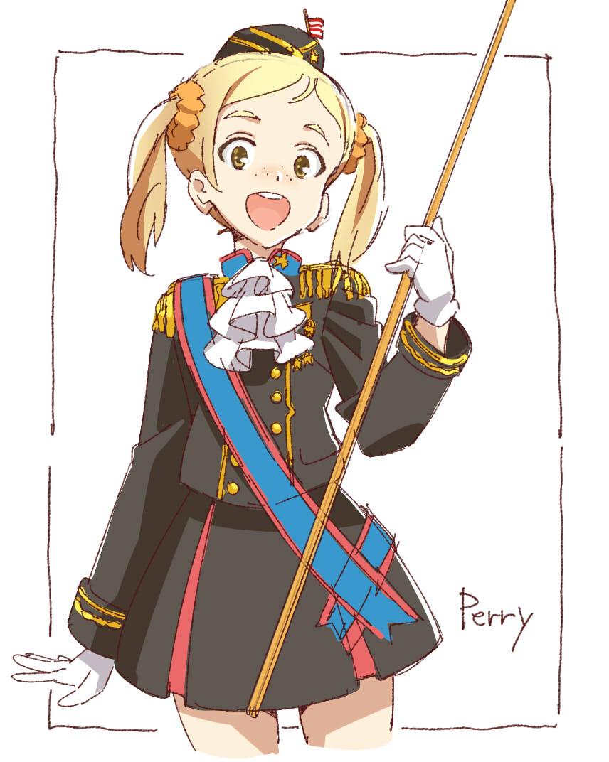 1girl, bad_id, bad_nicoseiga_id, black_skirt, blonde_hair, character_name, eiyuu_senki, epaulettes