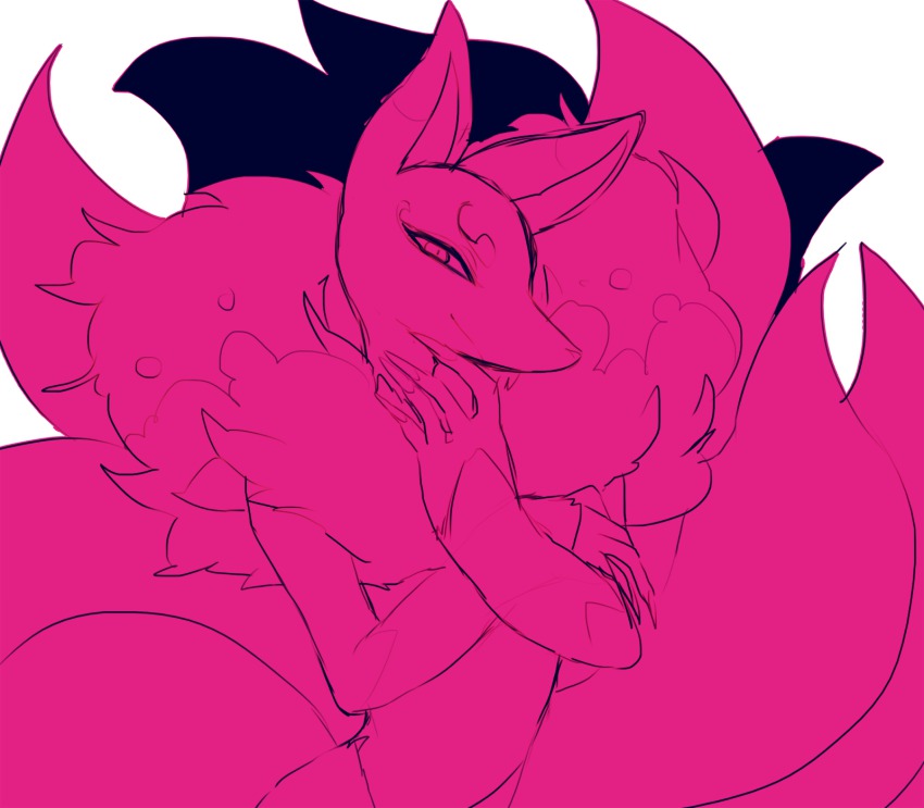 10s, androgynous, fingernails, fox_tail, gender_request, highres, kitsune, kyuubi