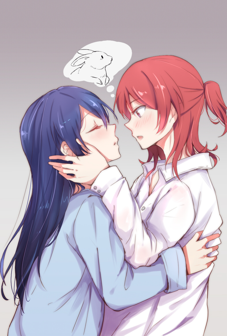 10s, 2girls, bad_id, bad_pixiv_id, black_hair, blush, closed_eyes, eris.y_(7hai)